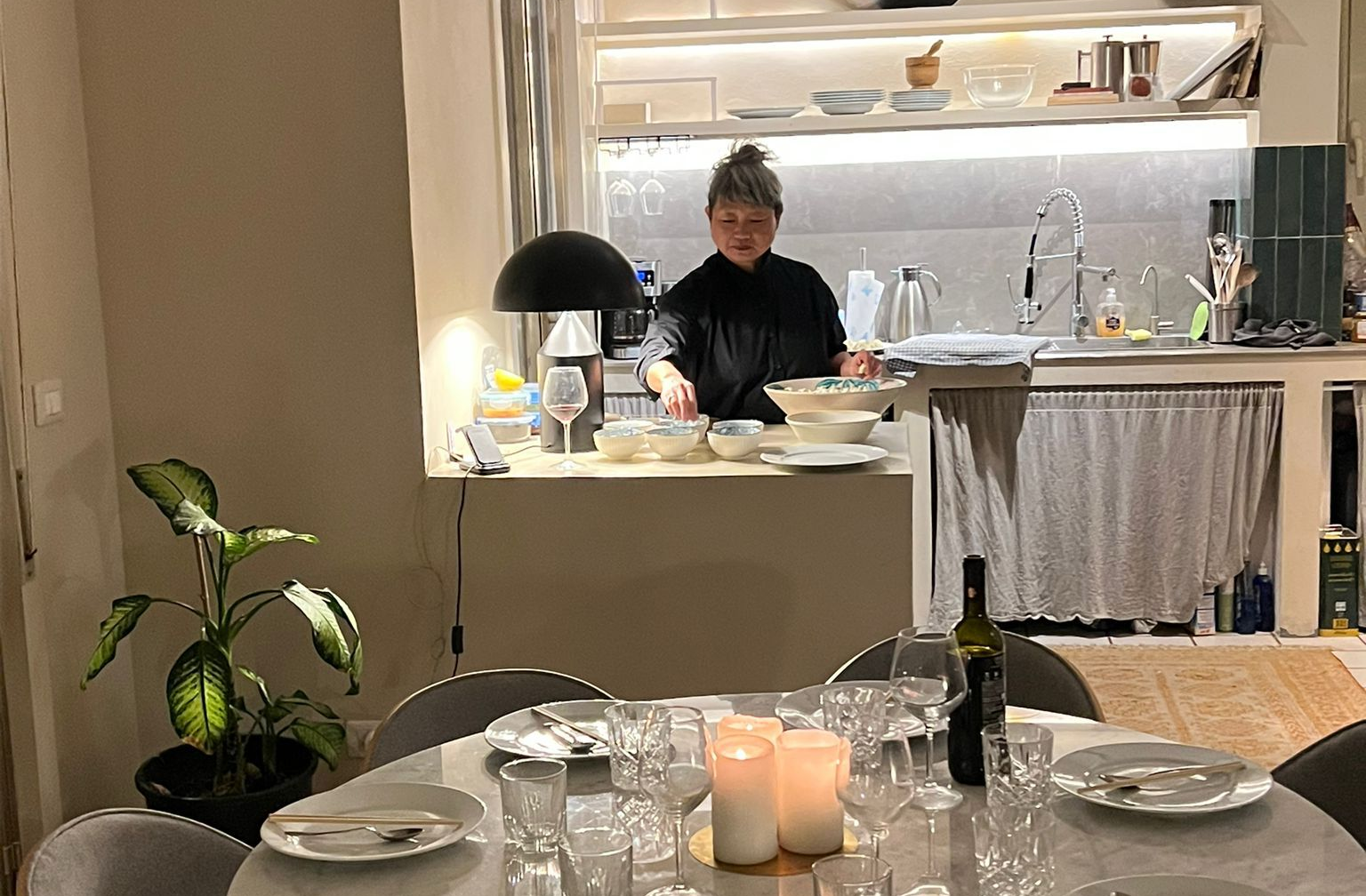 Chef Ping hosting a private Asian cooking experience in Noto, Sicily, Italy.